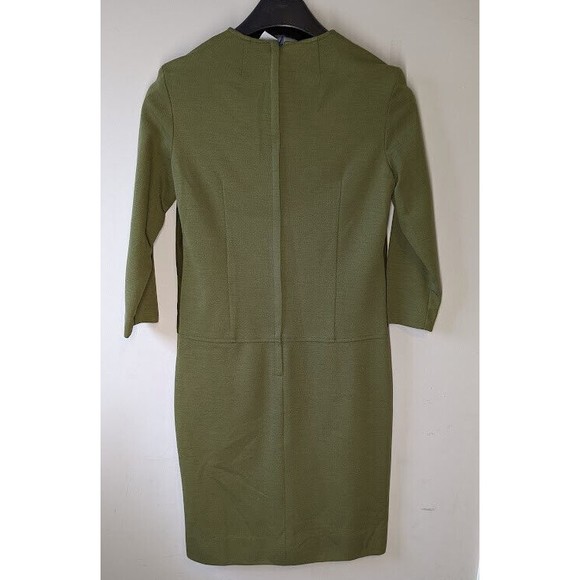 Vintage Bobbie Brooks 100% Wool Double Knit Green Dress Size 8 - Picture 4 of 5